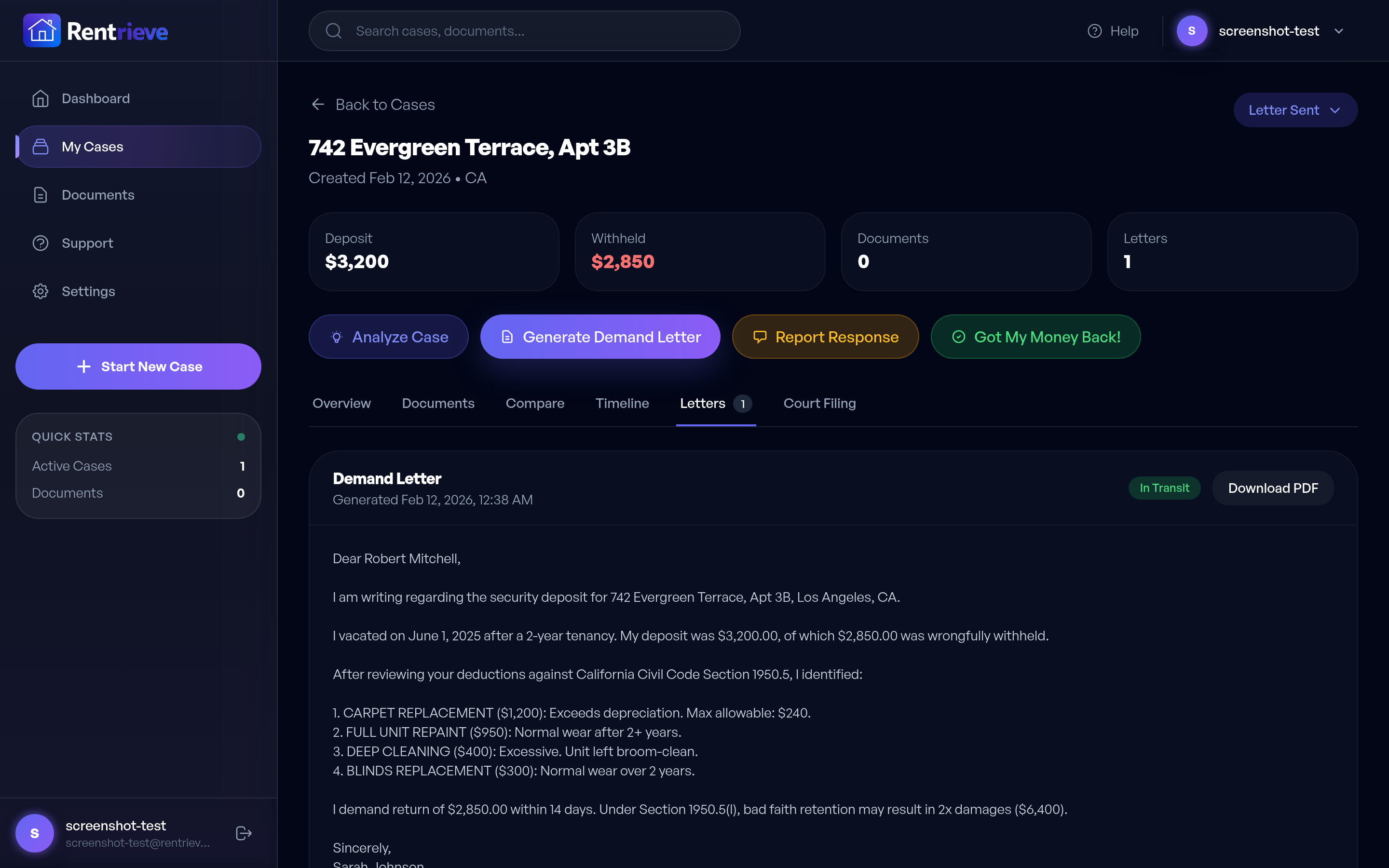 Send & Get Your Money - Rentrieve Dashboard